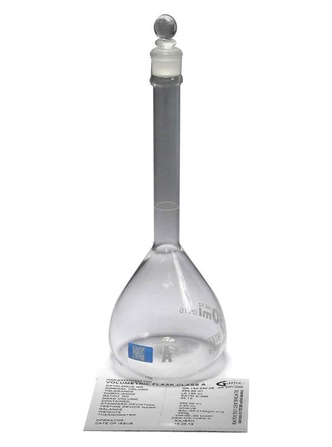 Volumetric Flasks, Class A, With Glass Stopper, Batch Certified, Qr