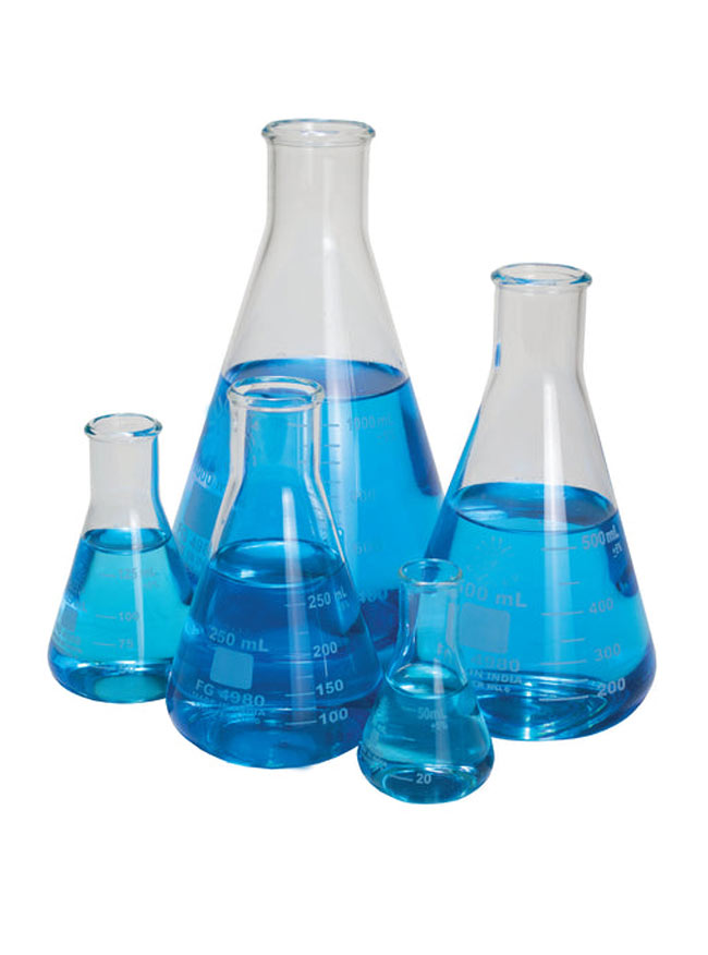 Glass Erlenmeyer Flasks, Set Of 5