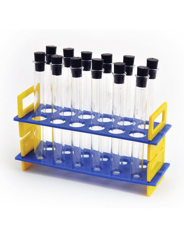 Test Tube Rack W/ 24ml Glass Tubes & Rubber Stoppers