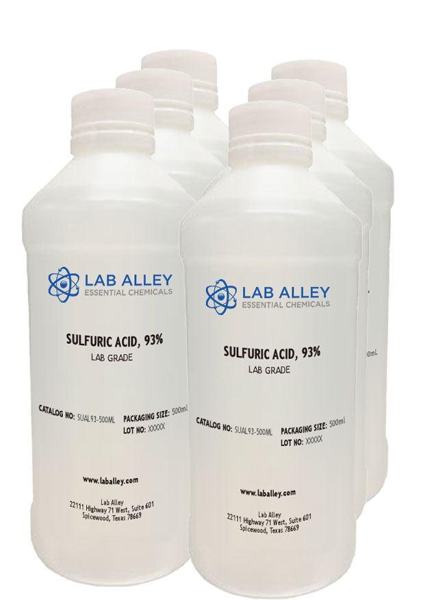 Sulfuric Acid 93% (92-94%) Solution, Lab Grade, 6 x 500mL Case