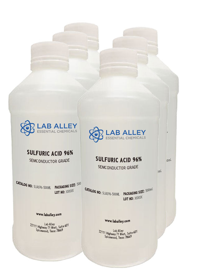 Sulfuric Acid 96% Solution, Semiconductor Grade, 6 x 500mL Case