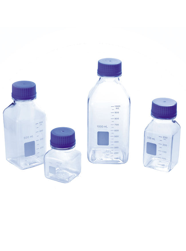 Square Disposable Polycarbonate Media and Storage Bottles