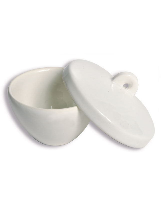 Porcelain Crucibles, Wide Form with Lid