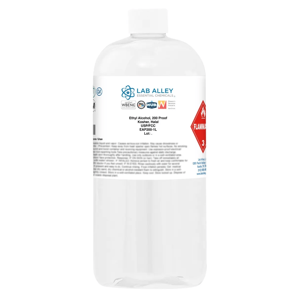 Ethanol 200 Proof (100%) Undenatured Alcohol, USP/FCC Food Grade, Kosher, Halal