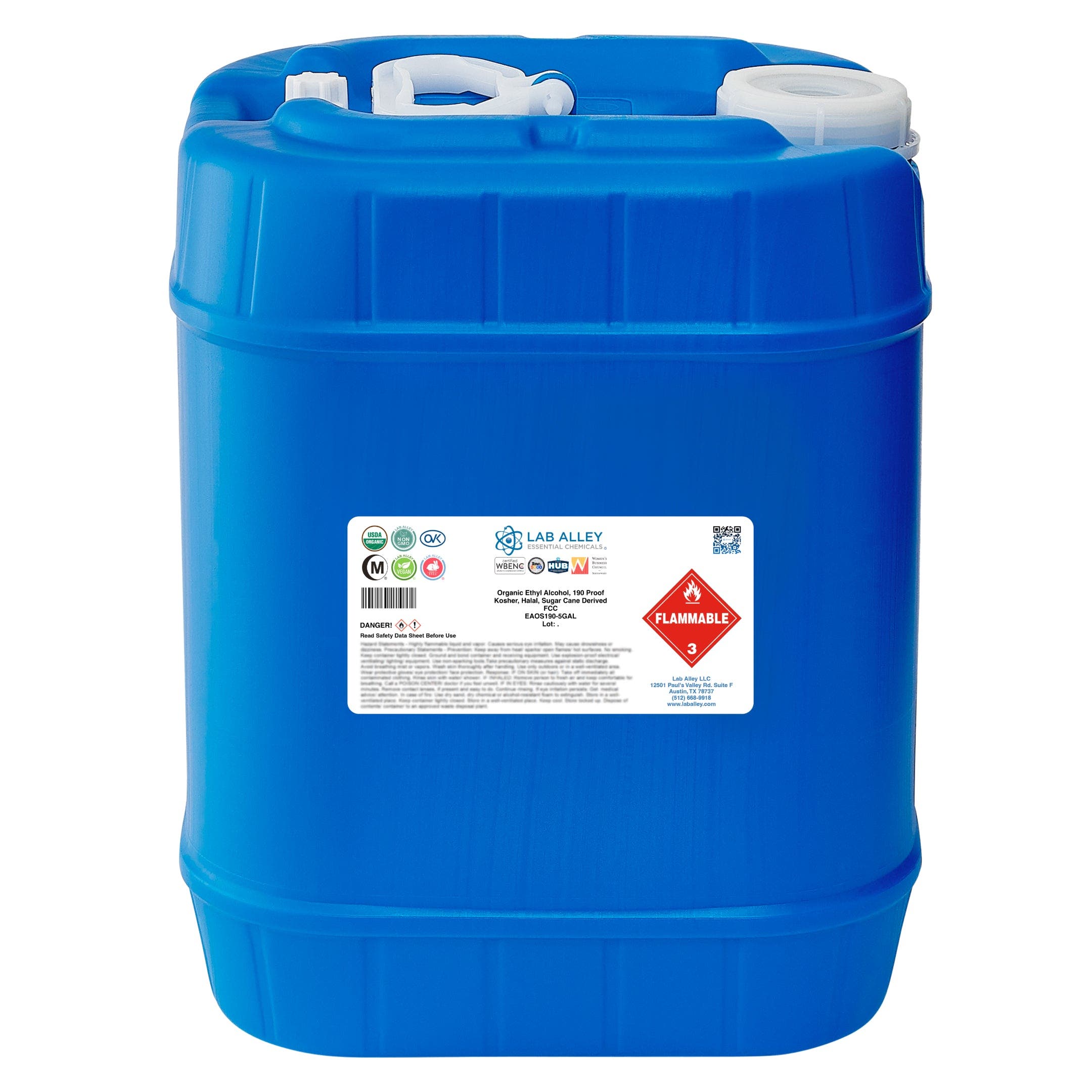 Organic Ethyl Alcohol Sugar Cane 190 Proof