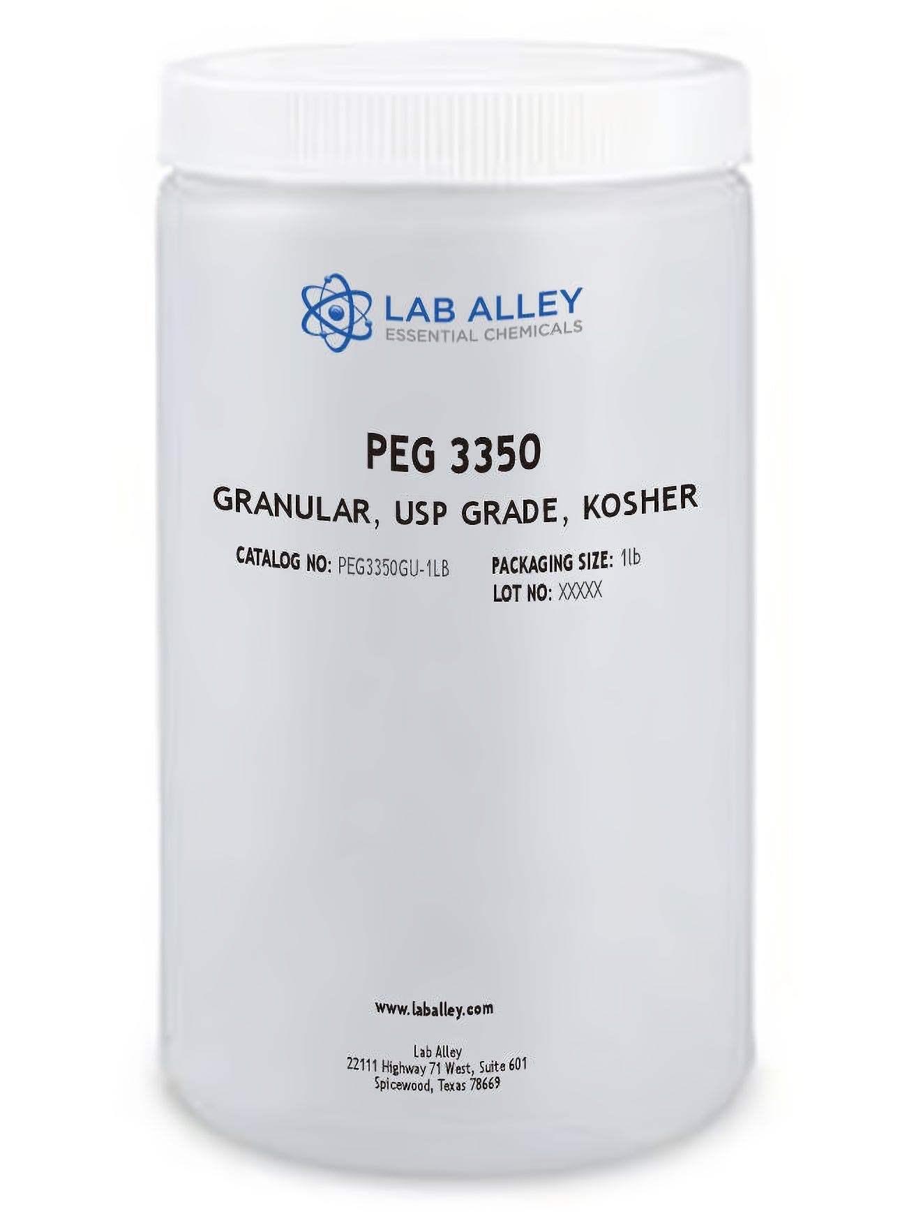 Polyethylene Glycol (PEG) 3350, Granular, USP Grade, Kosher