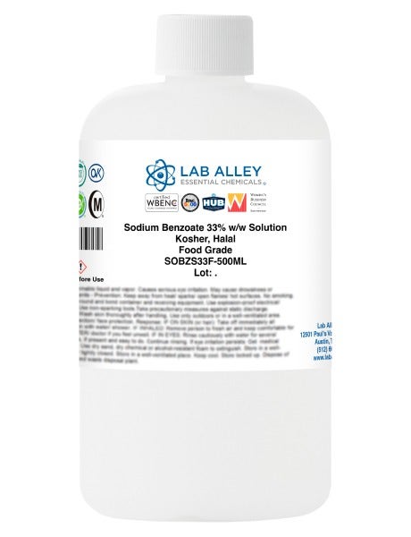 Sodium Benzoate 33% w/w Solution, Kosher, Halal, Food Grade