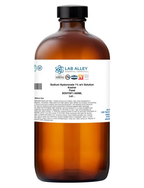 Sodium Hyaluronate 1% w/v Solution, Food Grade, Kosher