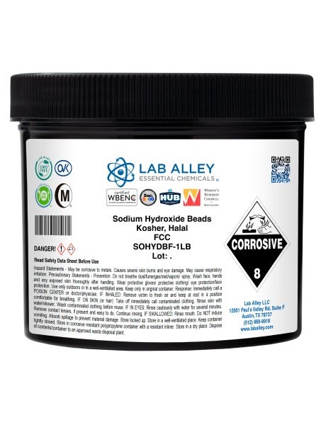 Sodium Hydroxide, Beads, FCC Grade, Kosher, Halal
