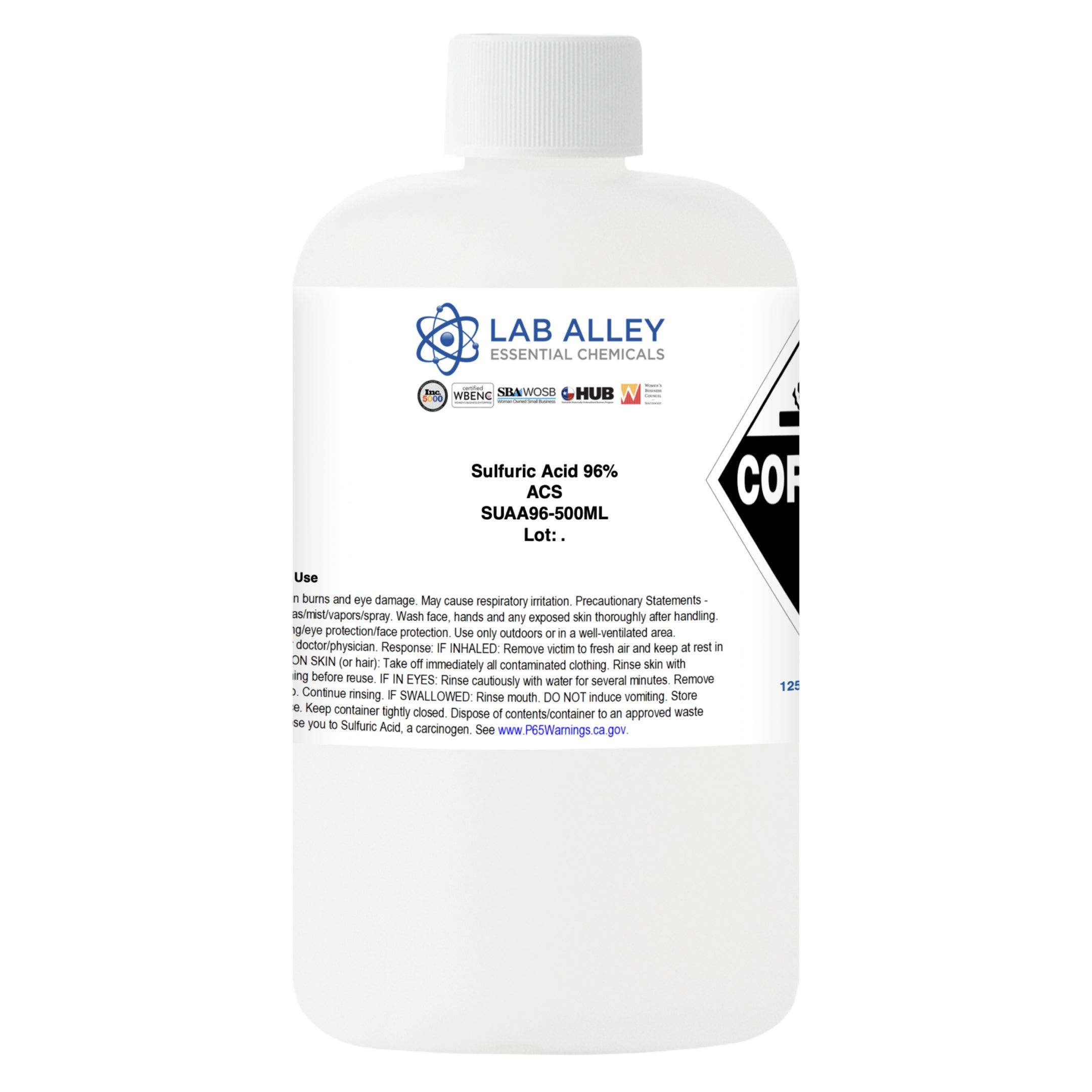 Sulfuric Acid 96% ACS Reagent Grade Solution (95-98%, Concentrated H2SO4)