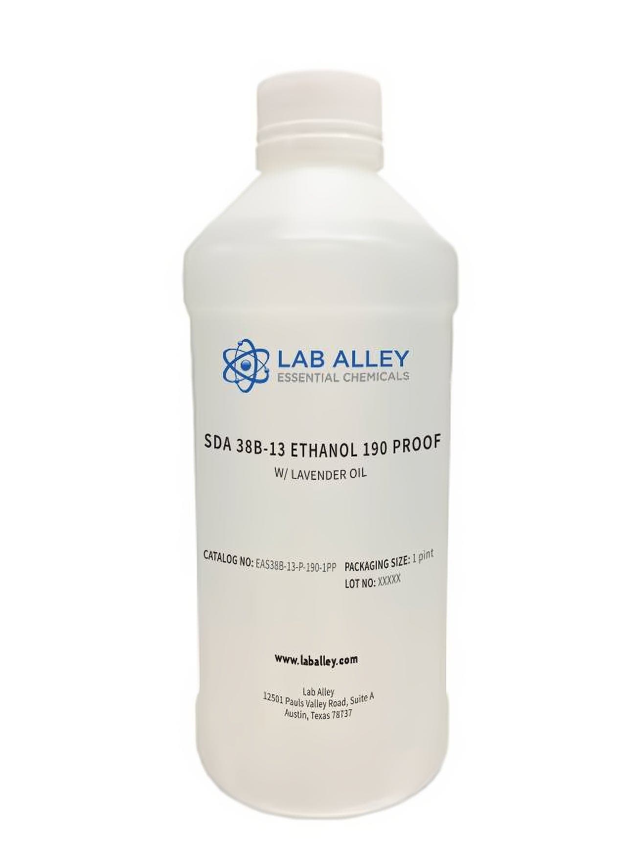 Ethanol 190 Proof (95%) w/ Lavender Oil, Kosher, Halal (SDA 38B-13