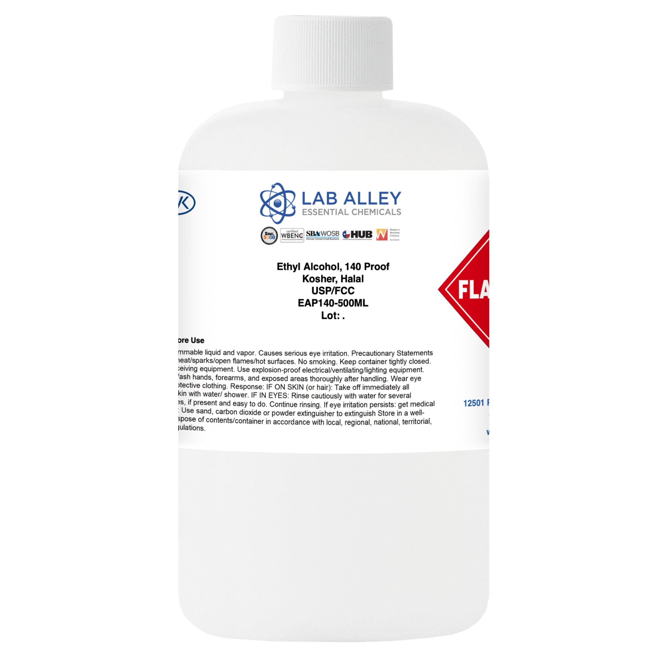 Ethanol 140 Proof (70%) Non-Denatured Alcohol, USP/FCC Food Grade, Kosher, Halal