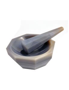 Mortar & Pestle Set, Agate Stone, Mortar OD