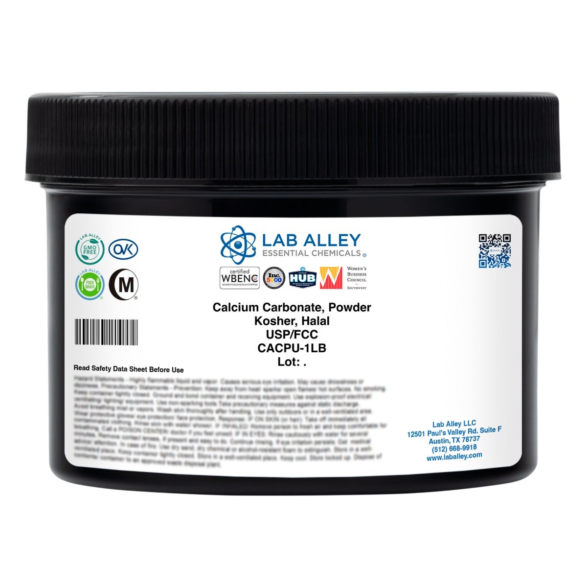 Calcium Carbonate Powder, USP/FCC/Food Grade, Kosher, Halal