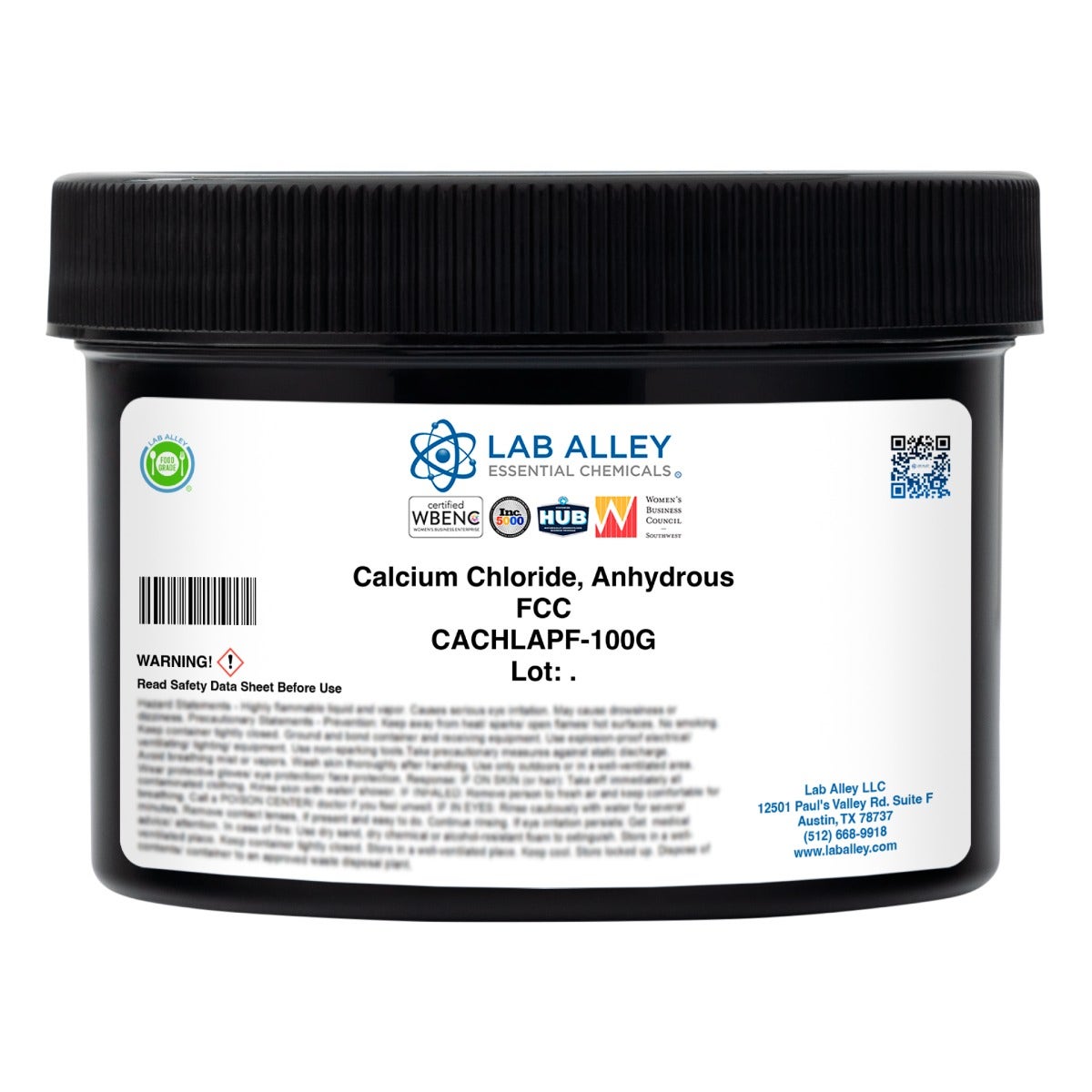 Calcium Chloride, Anhydrous, FCC Grade, Pellets