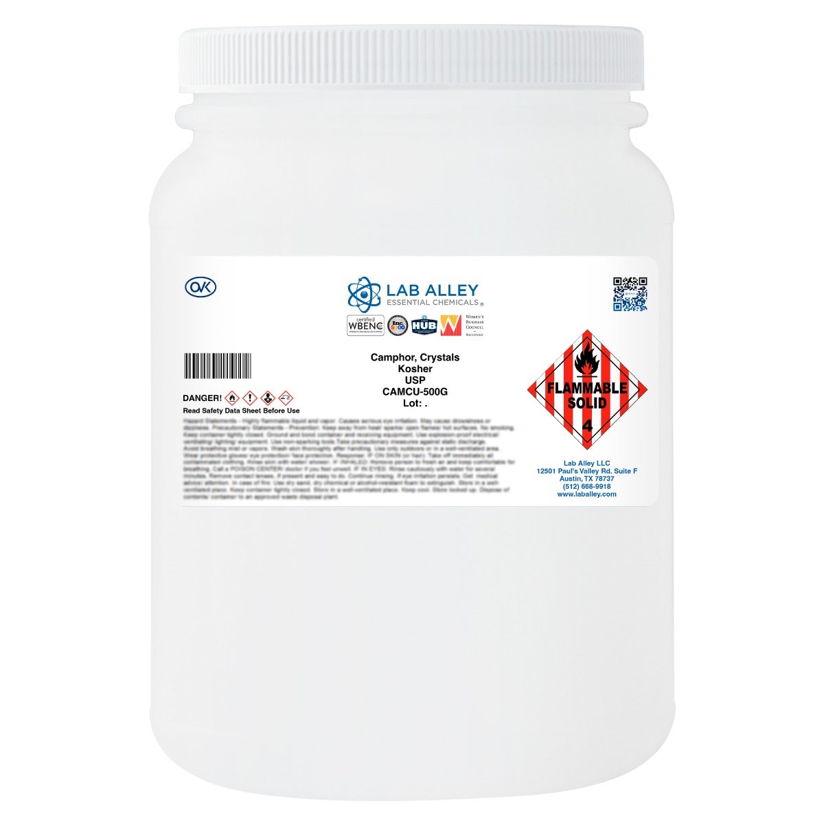 Camphor, Crystals, USP Grade, Kosher