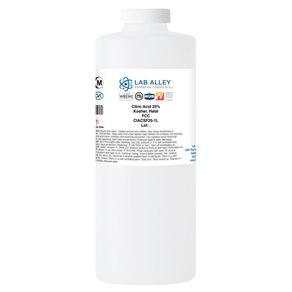 Citric Acid 25% Solution, FCC, Kosher, Halal
