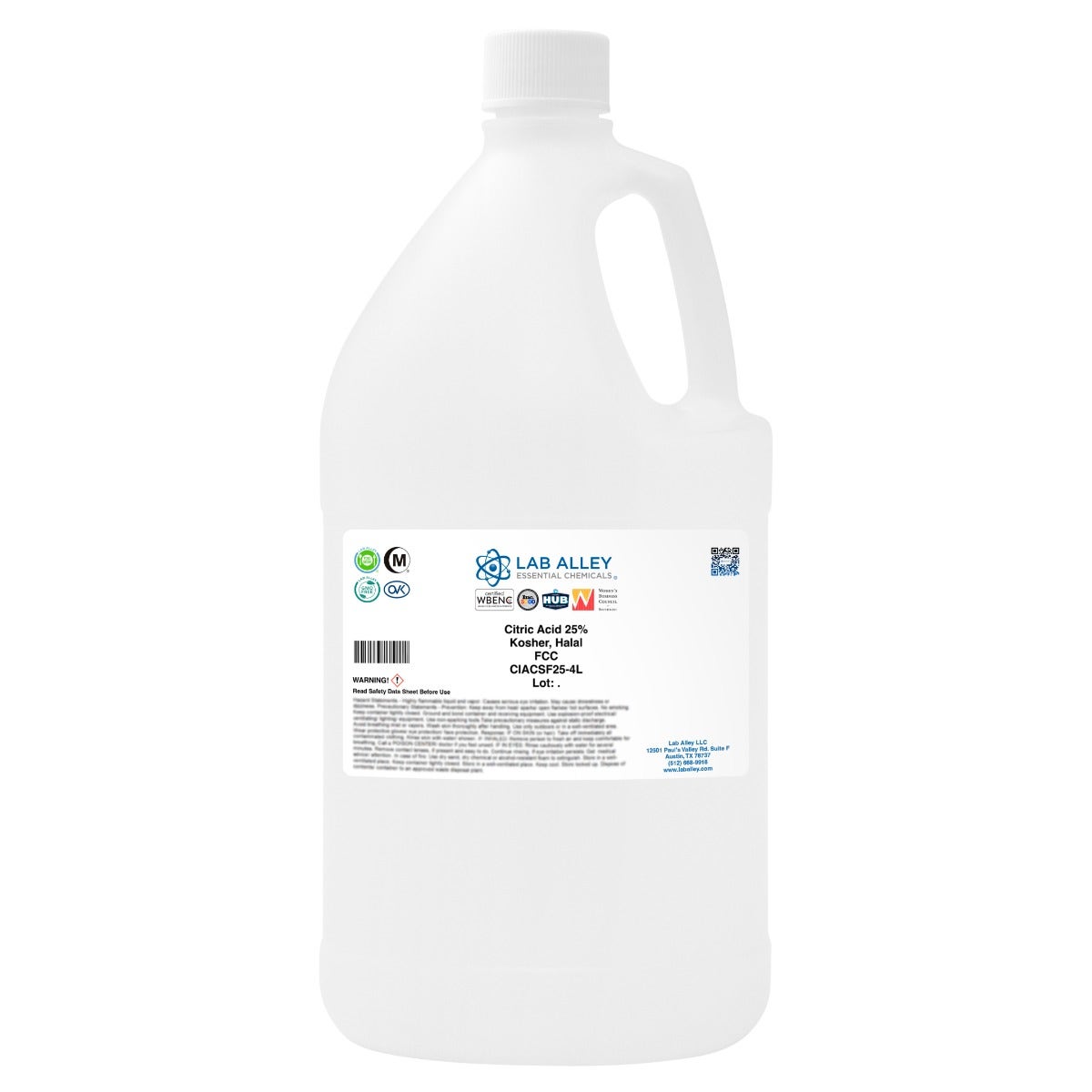 Citric Acid 25% Solution, FCC, Kosher, Halal