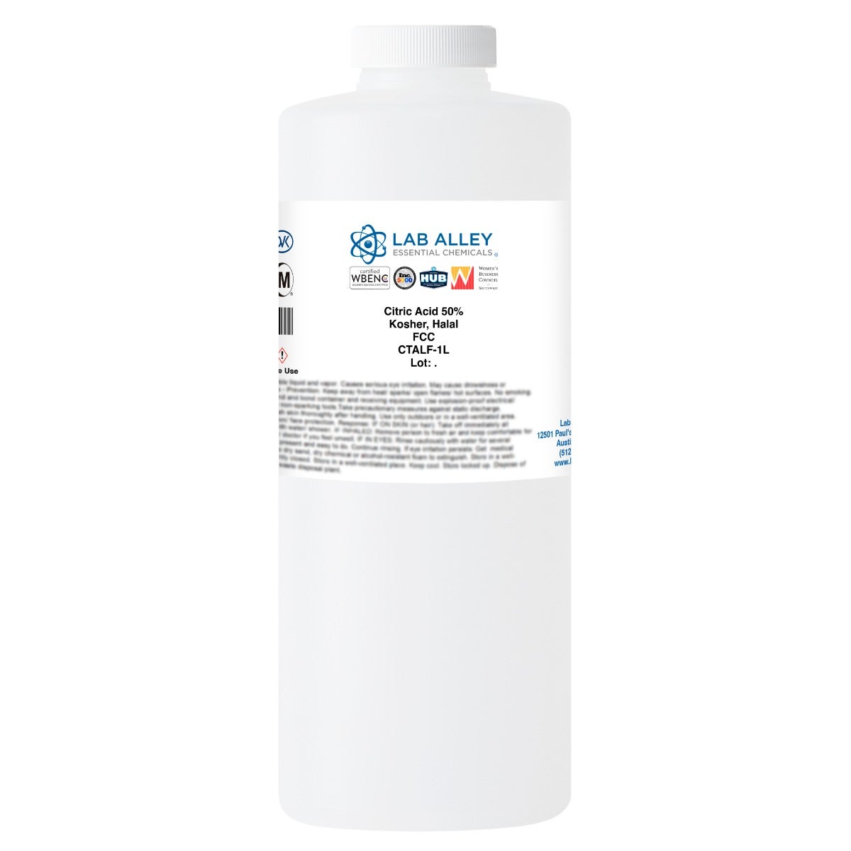 Citric Acid 50% Solution, FCC/Food Grade, Kosher, Halal | Lab Alley