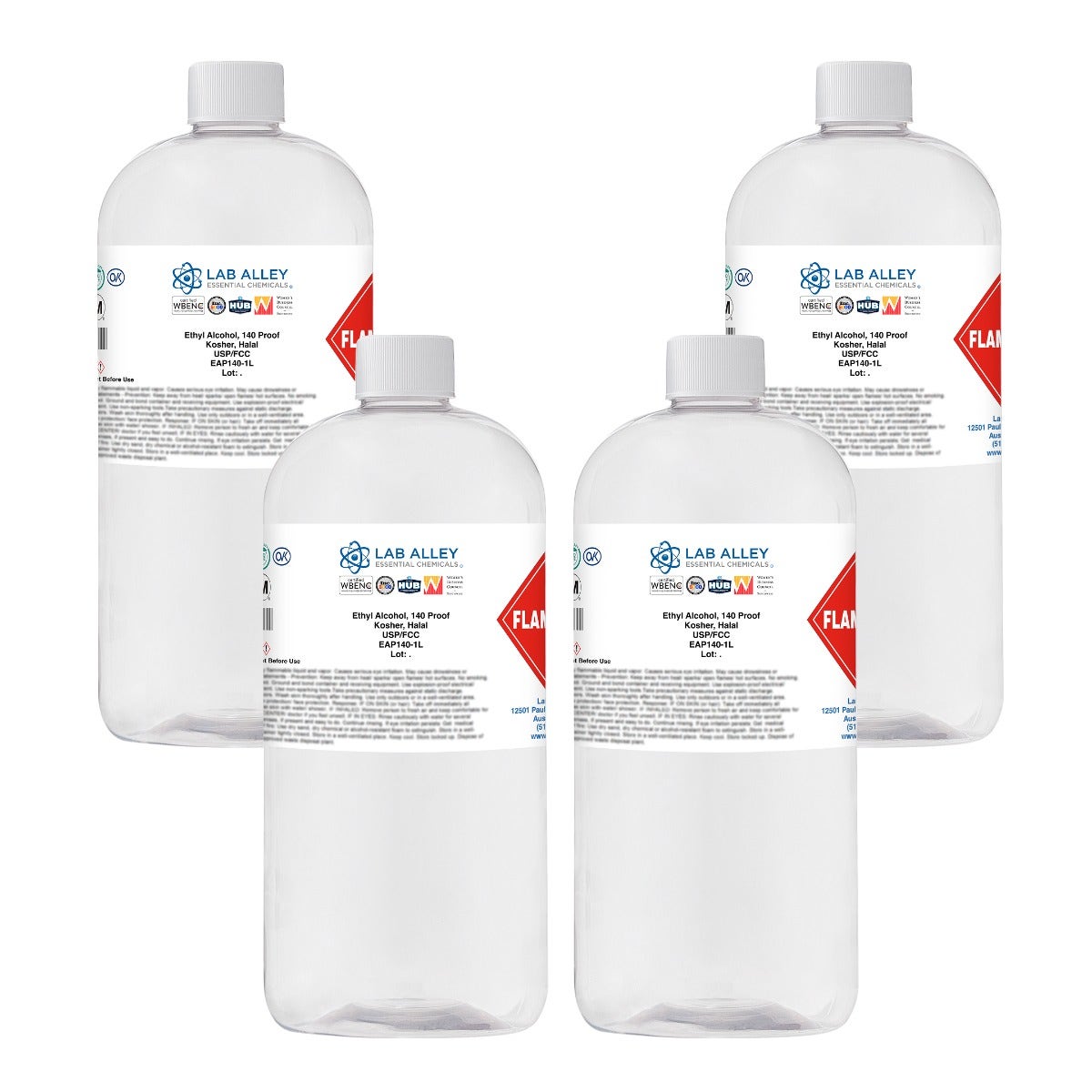 Ethanol 140 Proof (70%) Non-Denatured Alcohol, USP/FCC Food Grade, Kosher, Halal