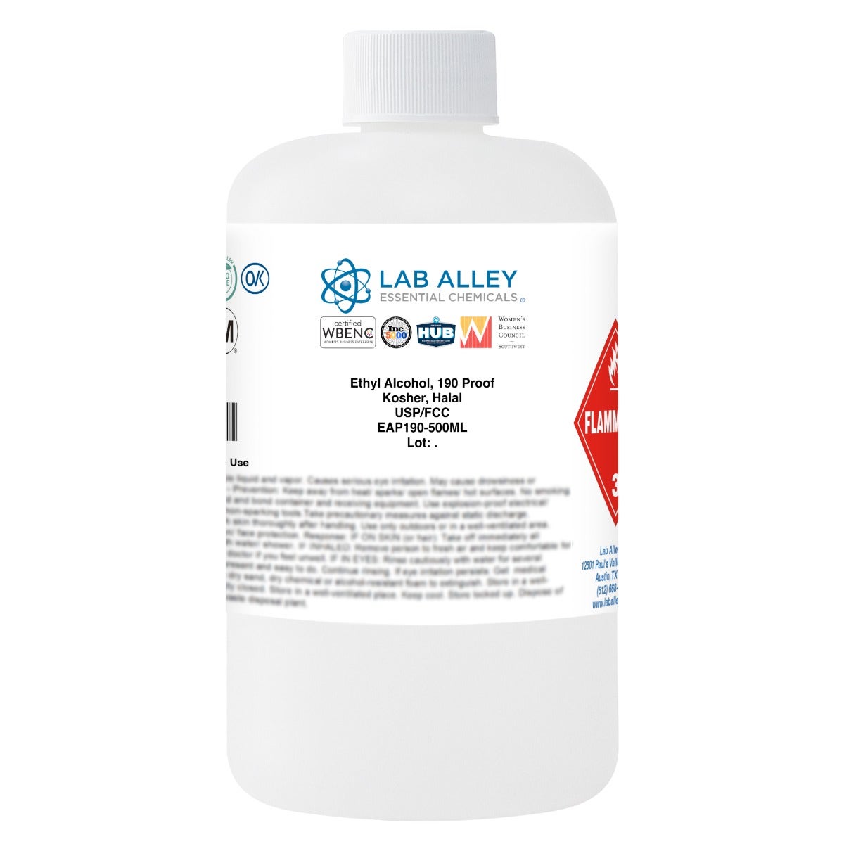 Ethanol 190 Proof (95%) Non-Denatured Alcohol, USP/FCC Food Grade, Kosher, Halal