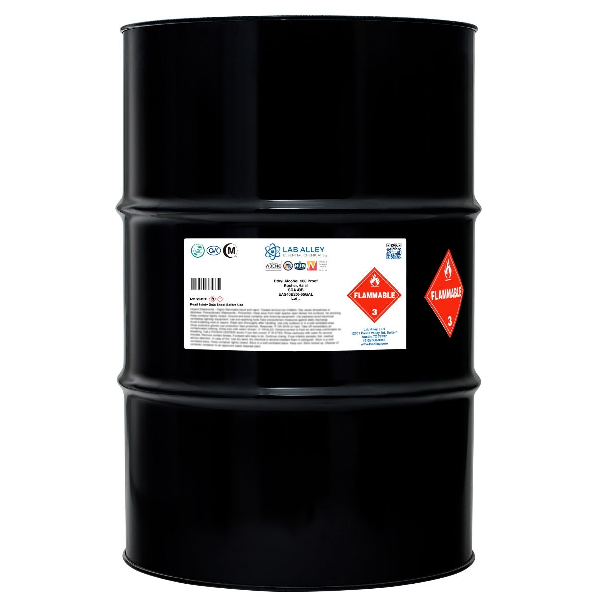 SDA 40B Ethanol 200 Proof (100%), Kosher, Halal