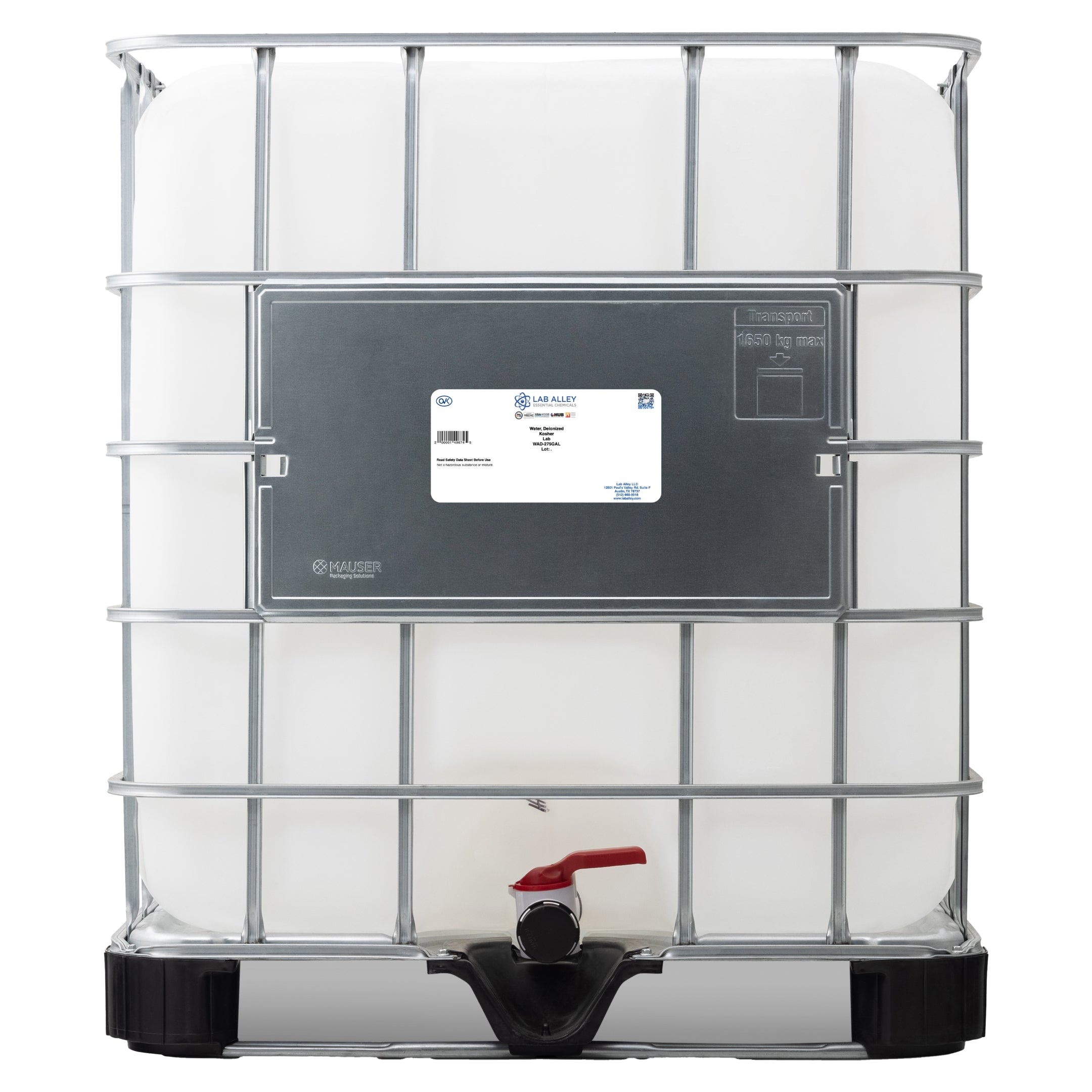 Deionized Water Lab Grade, Kosher