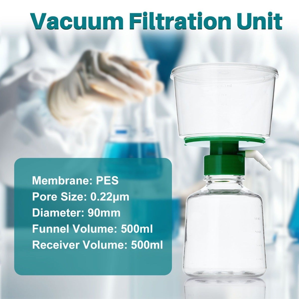 Sterile vacuum filtration unit
