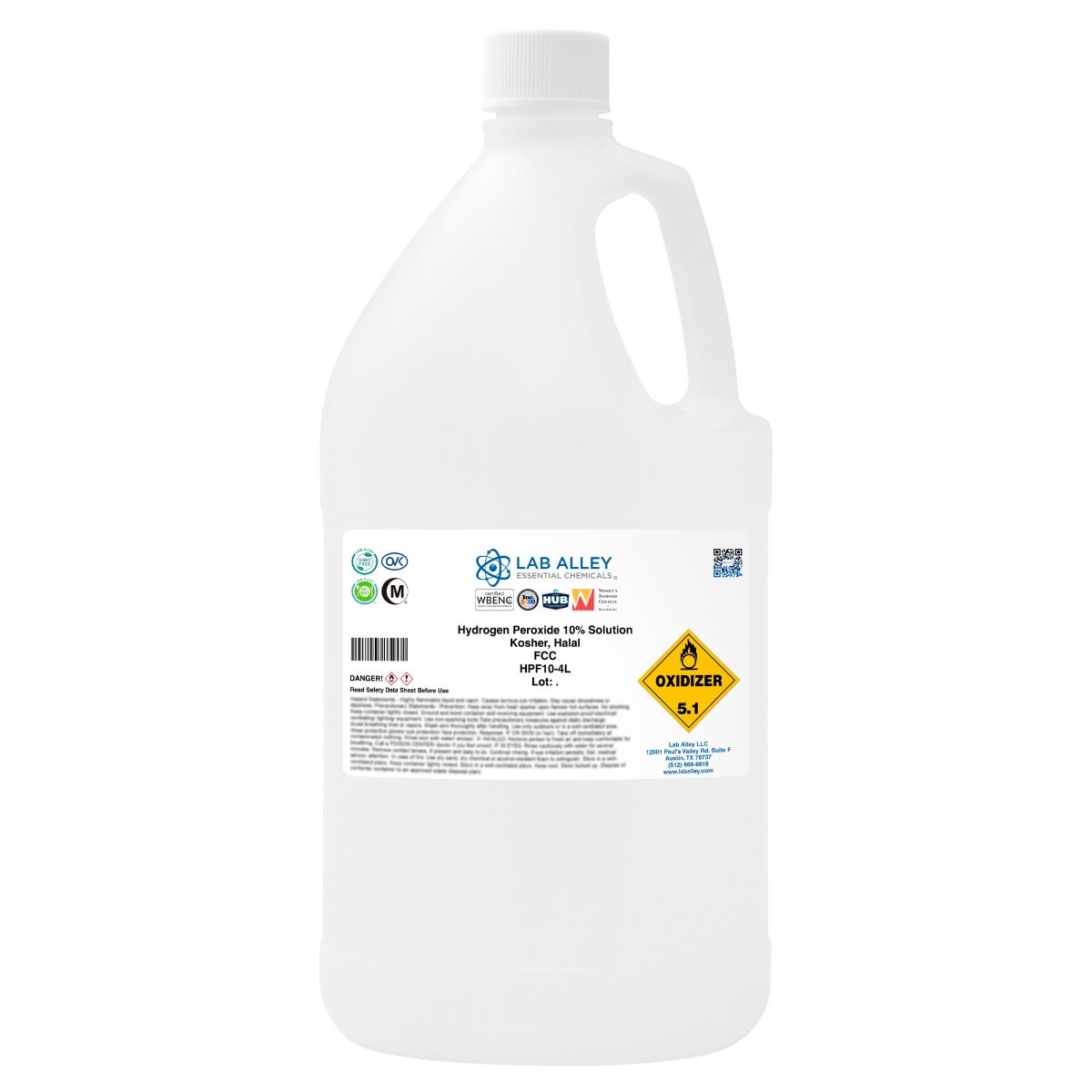 Hydrogen Peroxide 10% Solution, Food Grade, Kosher, Halal | Lab Alley