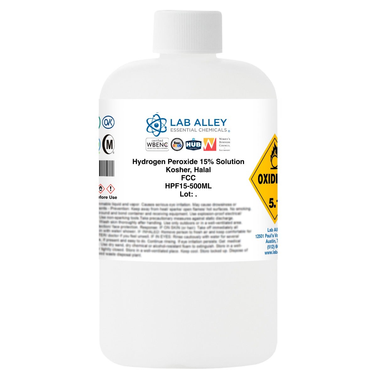 Hydrogen Peroxide 15% Solution, Food Grade, Kosher, Halal