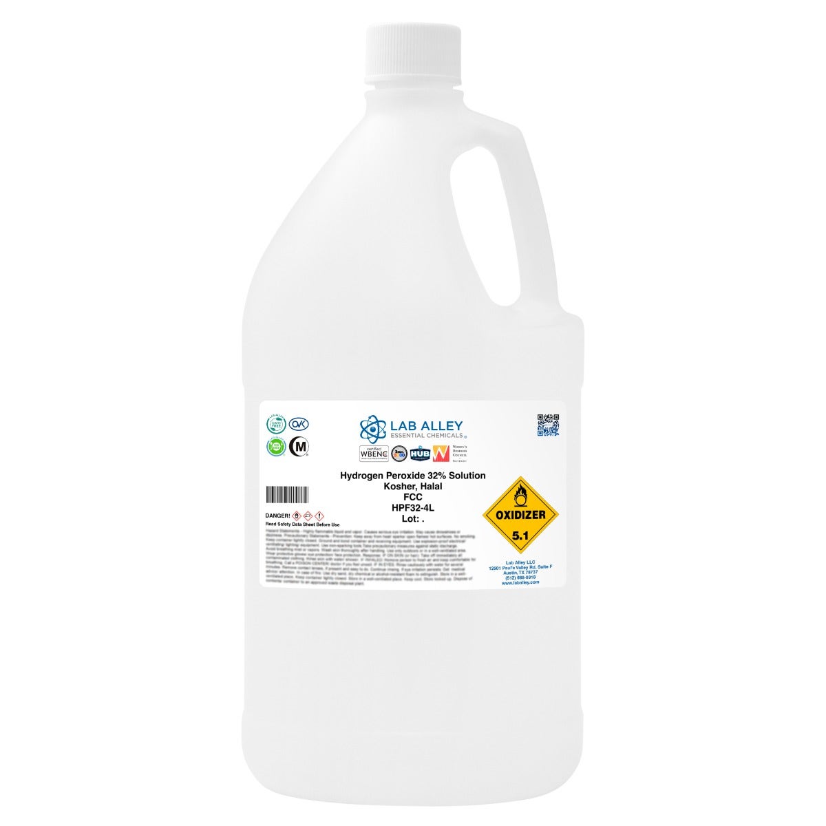 Hydrogen Peroxide 32% Solution, Food Grade, Kosher, Halal | Lab Alley