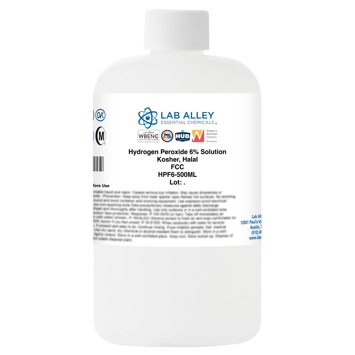 Hydrogen Peroxide 6% Solution, Food Grade, Kosher, Halal