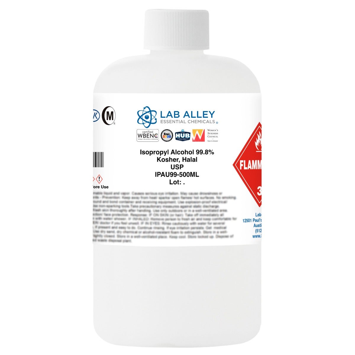 Isopropyl Alcohol 99.8% USP Grade, Kosher, Halal