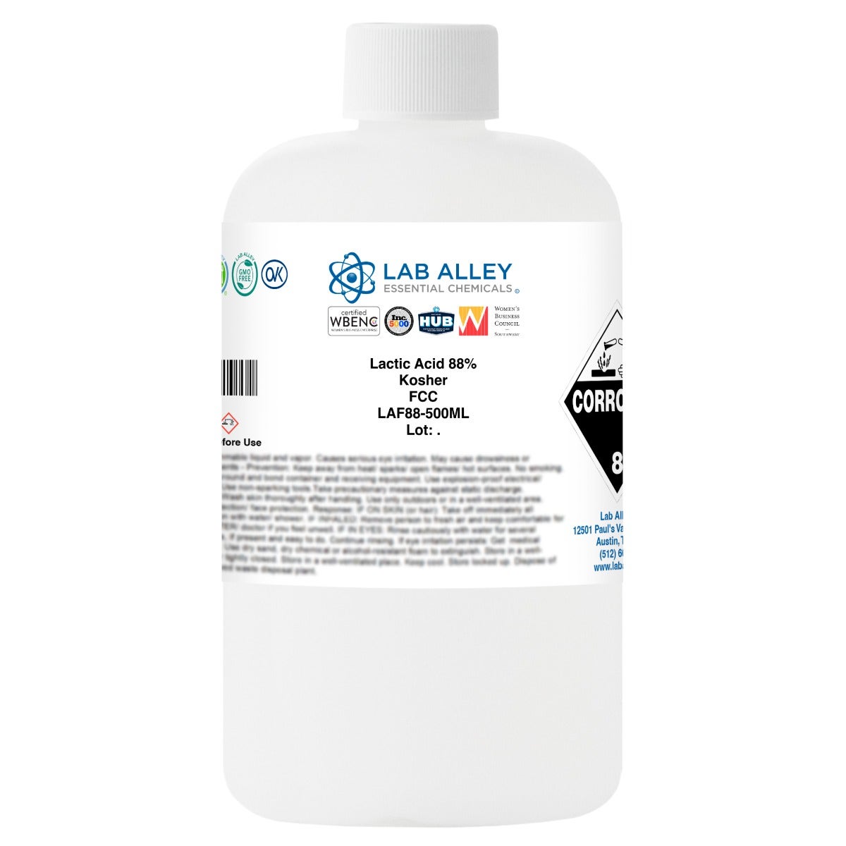 Lactic Acid 88%, Food Grade (FCC), Kosher