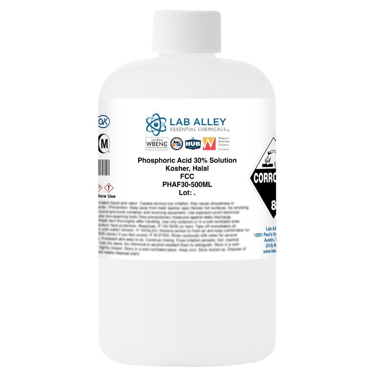 Phosphoric Acid 30% Solution, Food Grade (FCC), Kosher, Halal