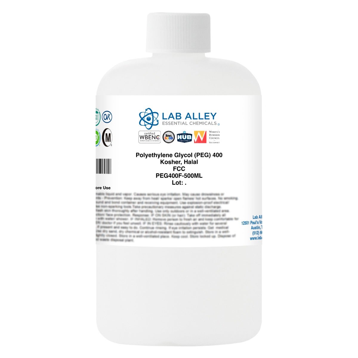 Polyethylene Glycol (PEG) 400 Food Grade (FCC), Kosher, Halal