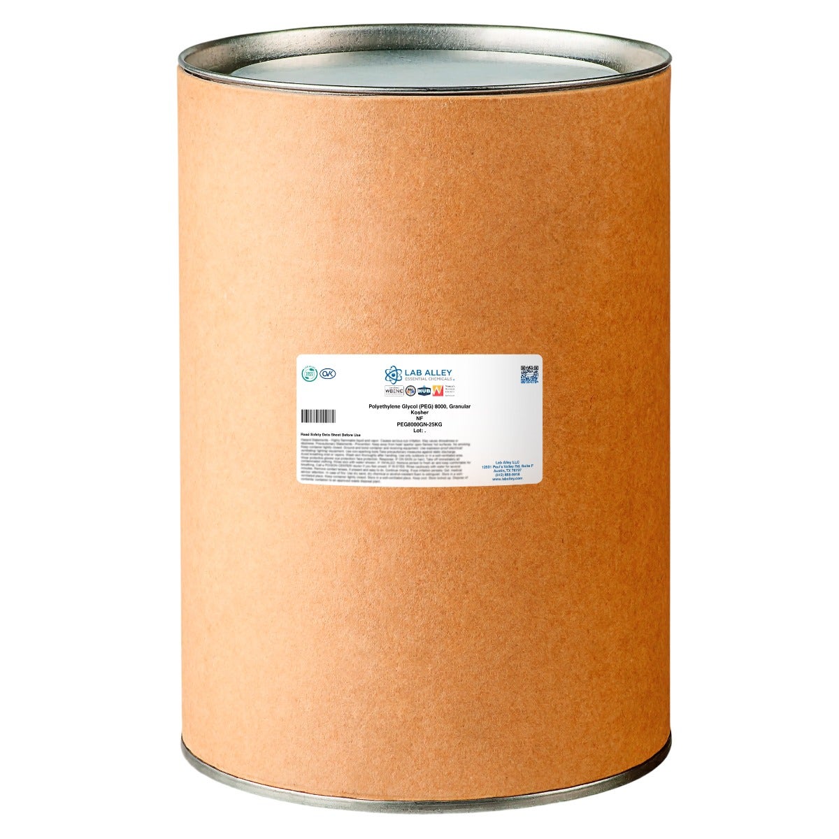 Polyethylene Glycol (PEG) 8000, Granular, NF Grade, Kosher | Lab Alley