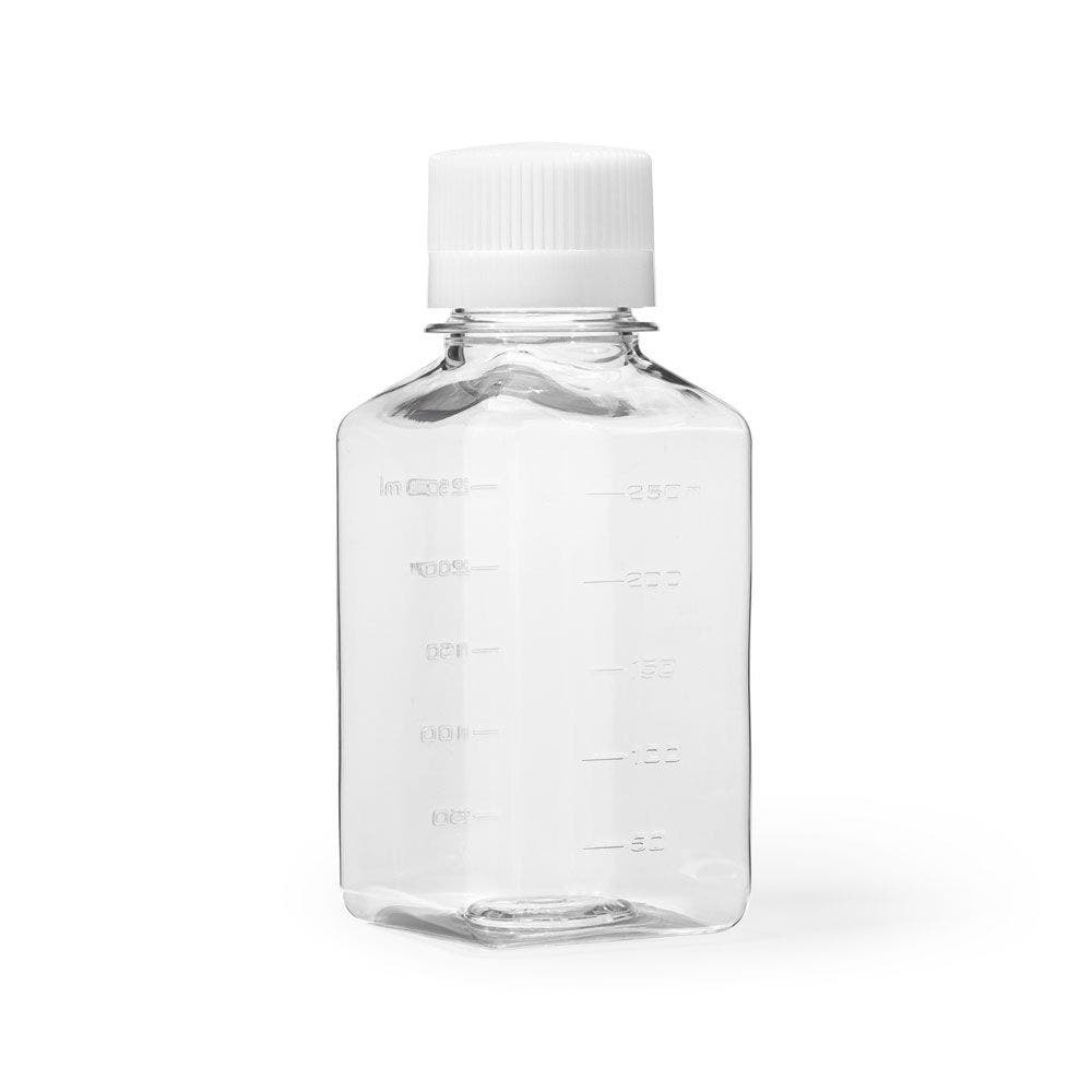 Media / Storage Bottle, Square, PET With PP Cap, Pack of 12