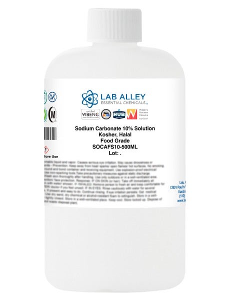 Sodium Carbonate, 10% Solution, Food Grade, Kosher, Halal 