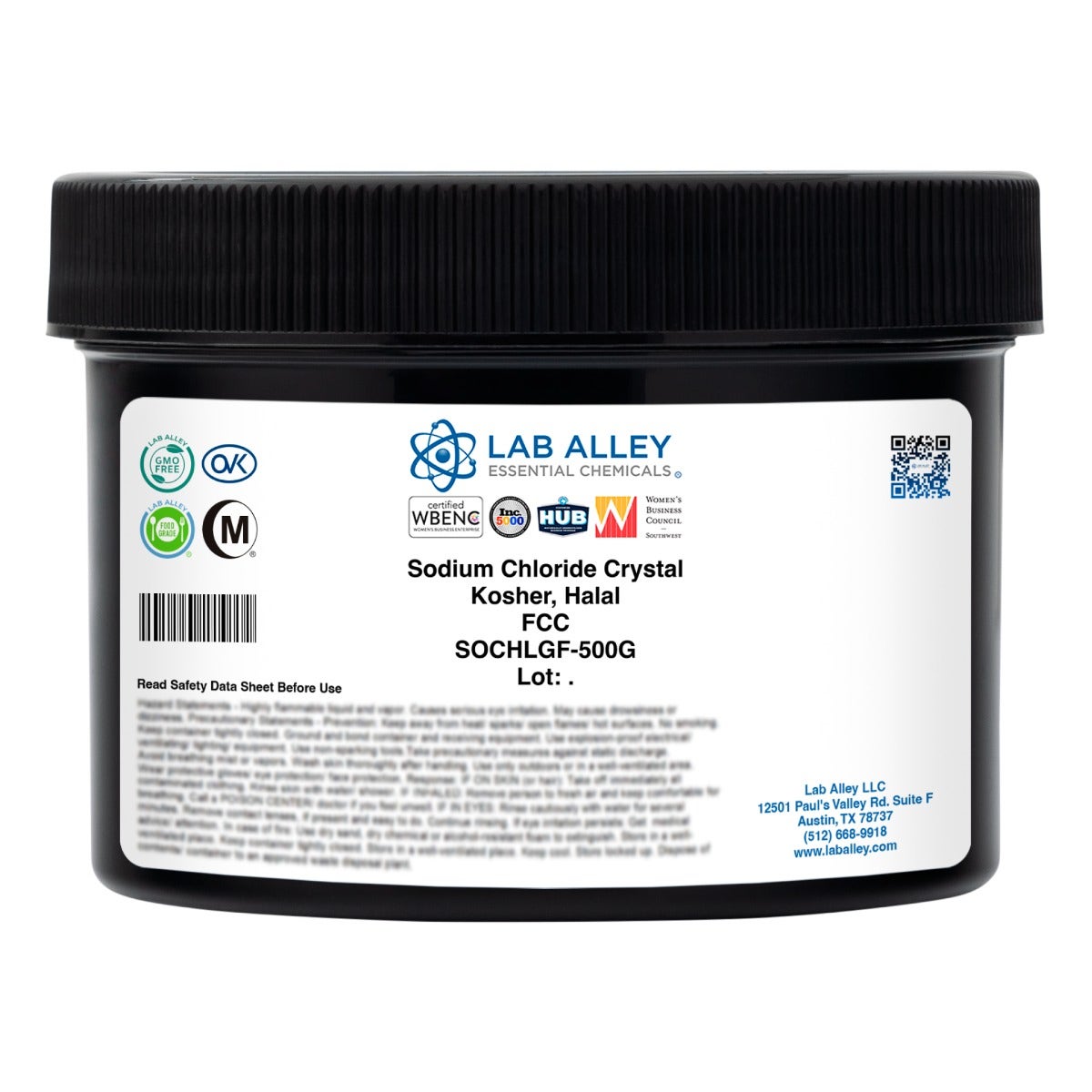 Sodium Chloride Crystal, FCC Grade, Kosher, Halal