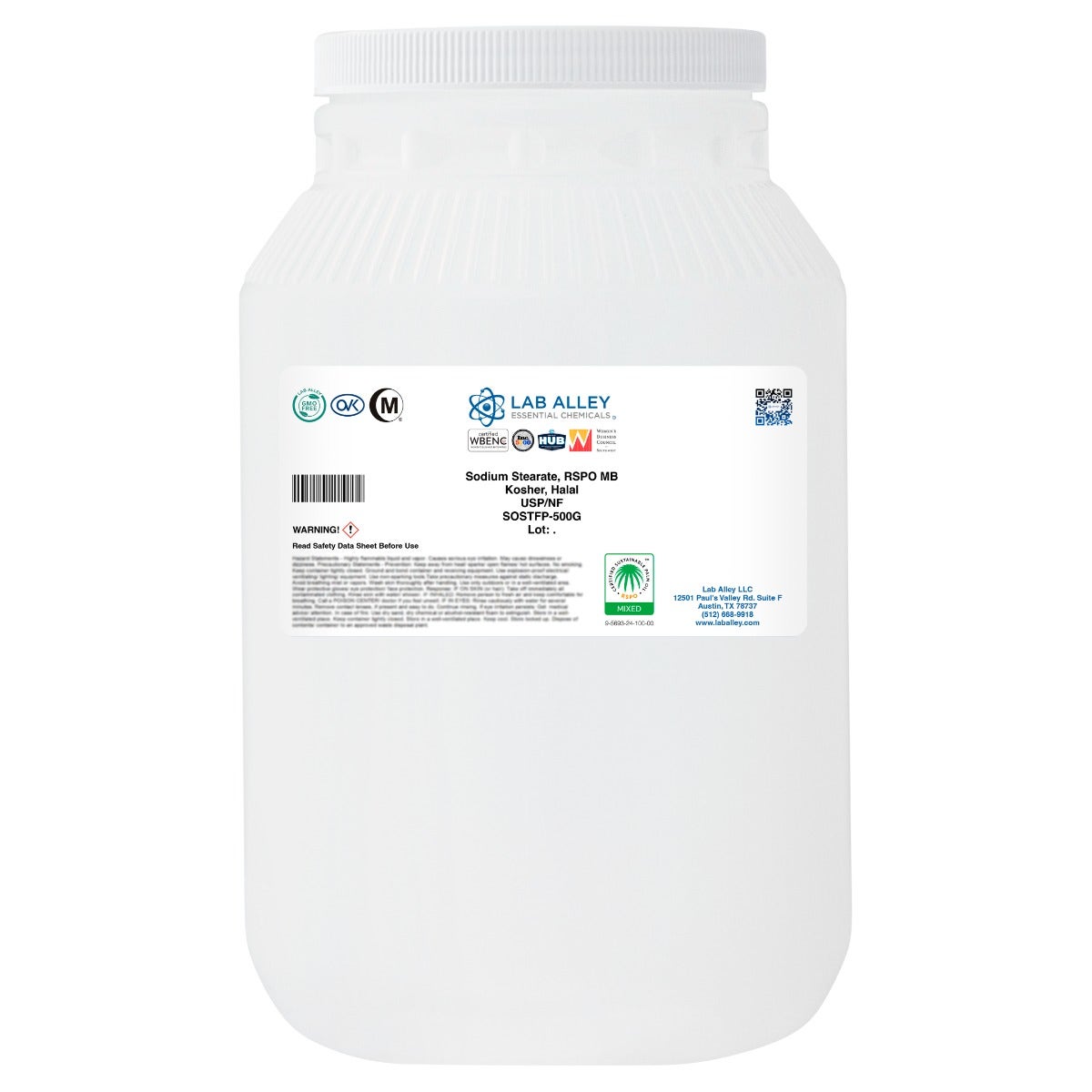 Sodium Stearate, Derived from Palm Oil, RSPO MB, Kosher, Halal