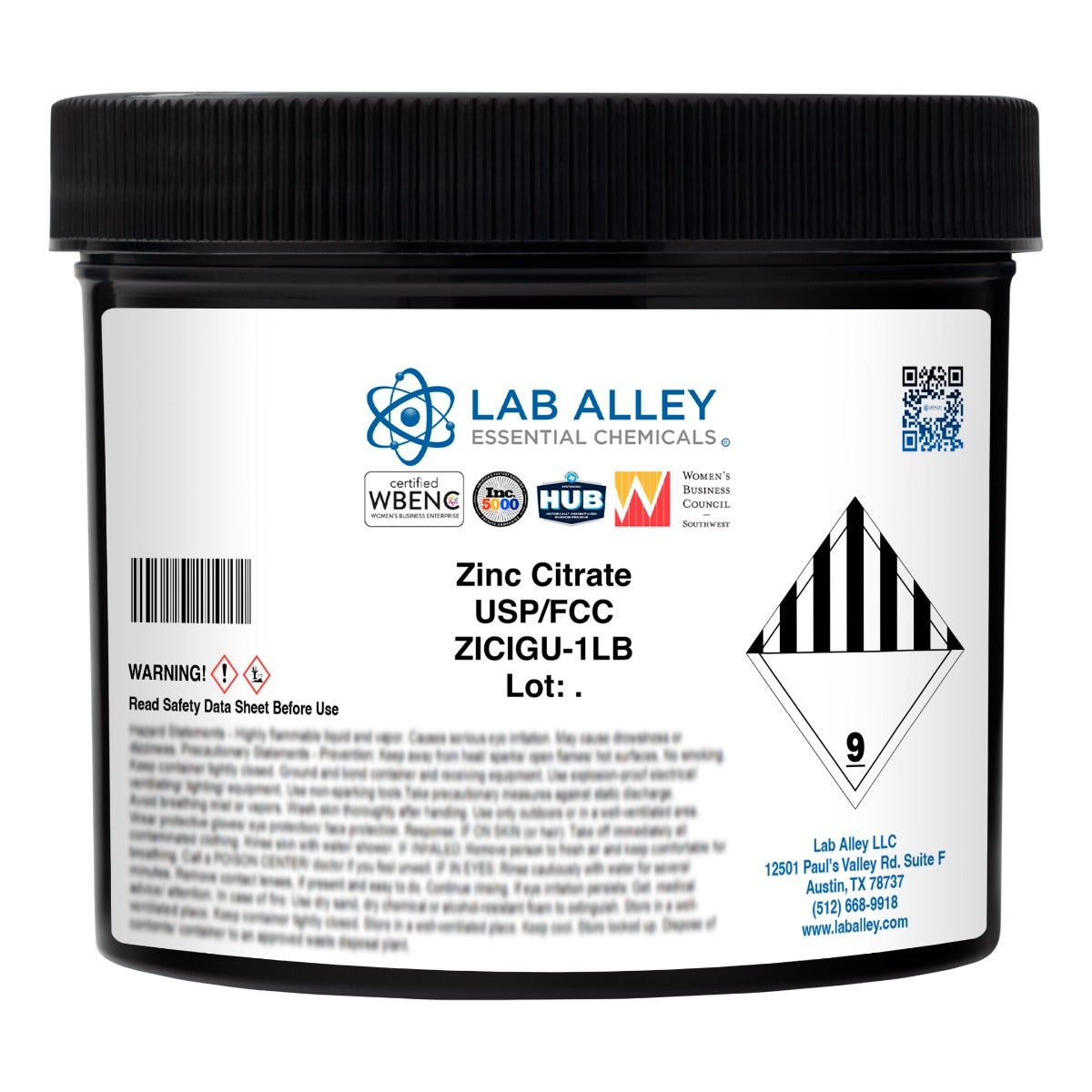 Zinc Citrate, USP/FCC Grade | Lab Alley