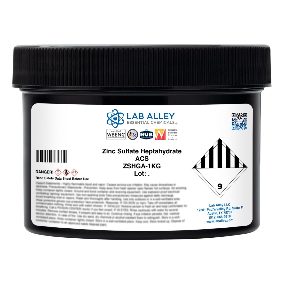 Zinc Sulfate Heptahydrate, ACS Grade | Lab Alley