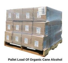 Austin, Texas, December 8, 2021 - Pictured here is a pallet load of organic cane alcohol sold in bulk by Lab Alley