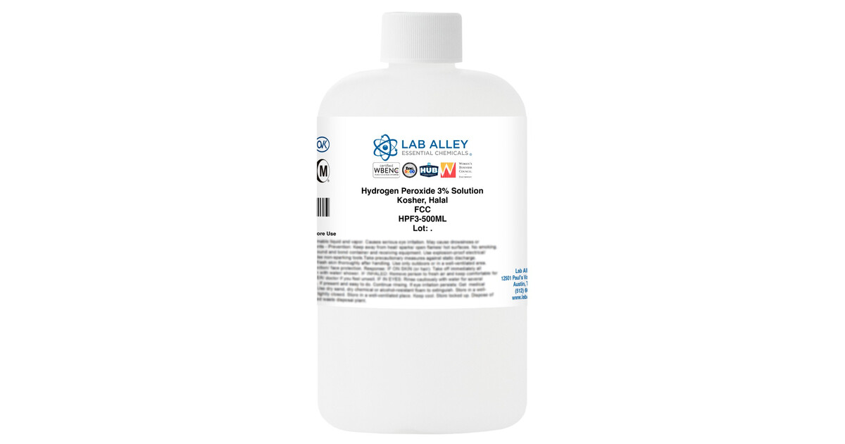Hydrogen Peroxide 3% Solution, Food Grade, Kosher, Halal | Lab Alley